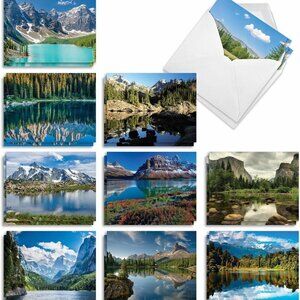 20 Landscape Nature Note Cards Blank 4 x 5.12 Inch 10 Designs, 2 Each